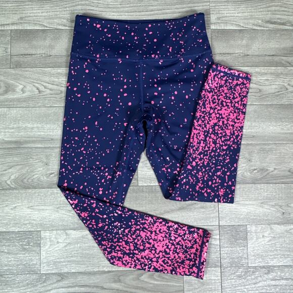 ZYIA Active Paint Splatter 7/8 Leggings Pants Navy Blue Pink sz 6-8 - Picture 1 of 7